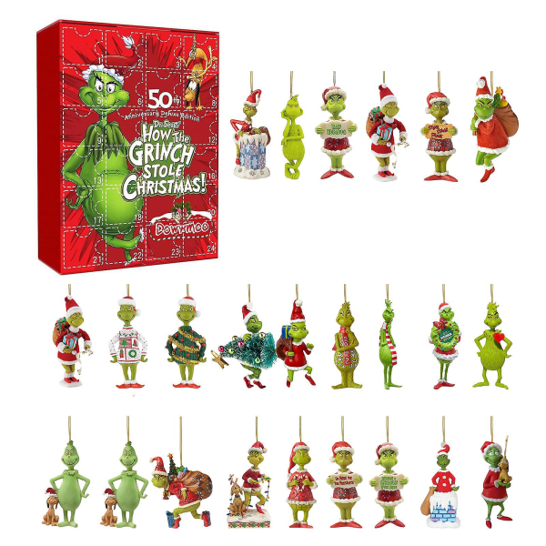 Adventskalender 2023 Grænseoverskridende New Grinch Christmas Blind Box Grønhåret Monster 24-dages Halloween Nedtællingskalender Blind Box style 1
