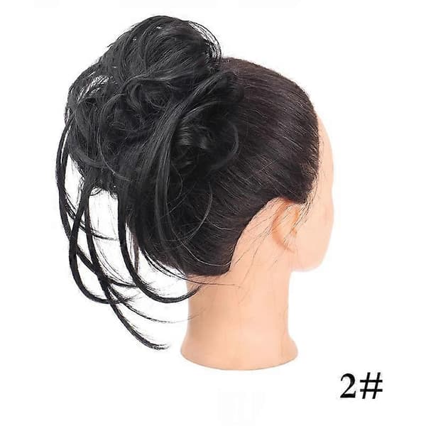 Messy Bun Hårstykker, Ekstra Lang Messy Updo Hår Extensions Bølget Hår Krøller Hestehale Paryk Scrunchie med Elastisk Hårbånd til Kvinder Piger - Sort