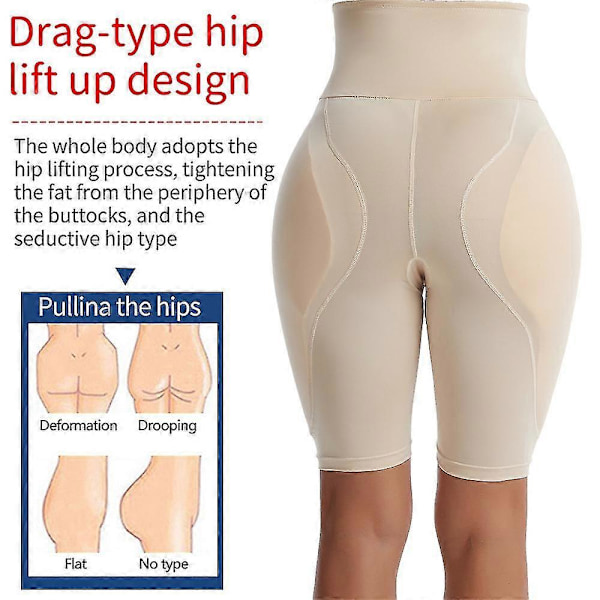 Guoguo Butt Lifter Shapewear för Kvinnor Höftförstärkande Trosor Midjetränare Hög Midja Trosor Booty Lifter Butt Pads Underkläder