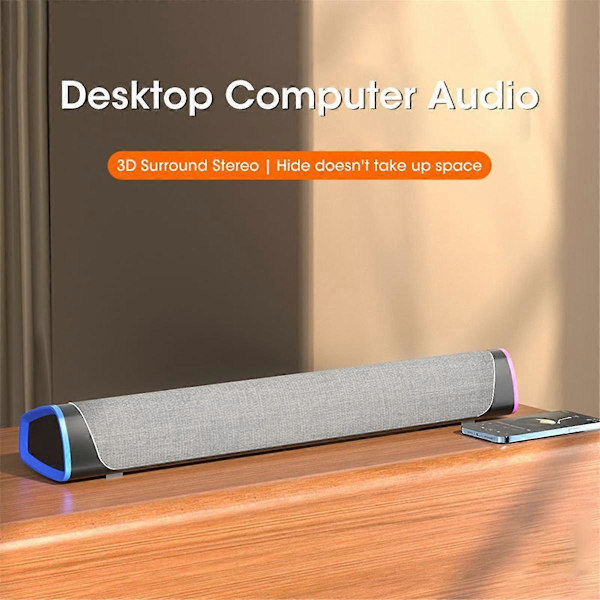 4D Computer Højttaler Bar Stereo Lyd Subwoofer Bluetooth Højttaler til Laptop Notebook PC Musikafspiller (Sort)
