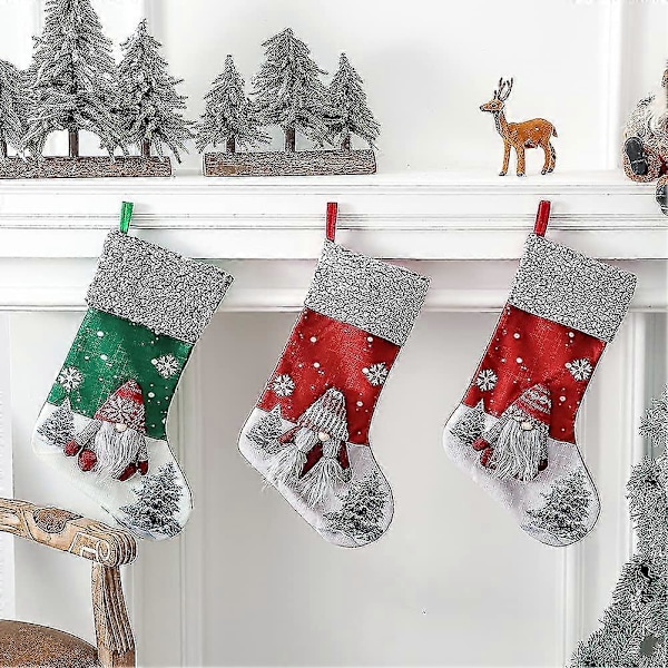 Julstrumpor Hänge Jultomte Snögubbe Strumpa Dekorativa Julstrumpor Ornament Julgranshängande Strumpor För Barn (ShiKai)