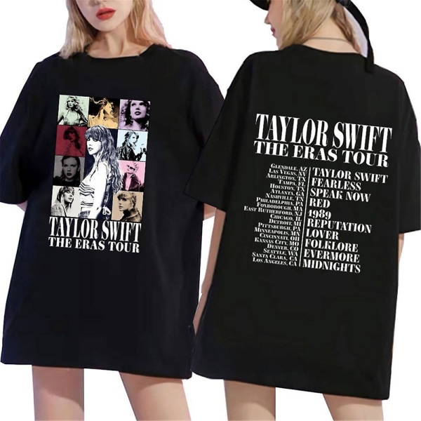 Taylor Swift The Best Tour Fans T-skjorte med korte ermer trykt T-skjorte Bluse Pullover Topper Voksen Collection Gave Black L