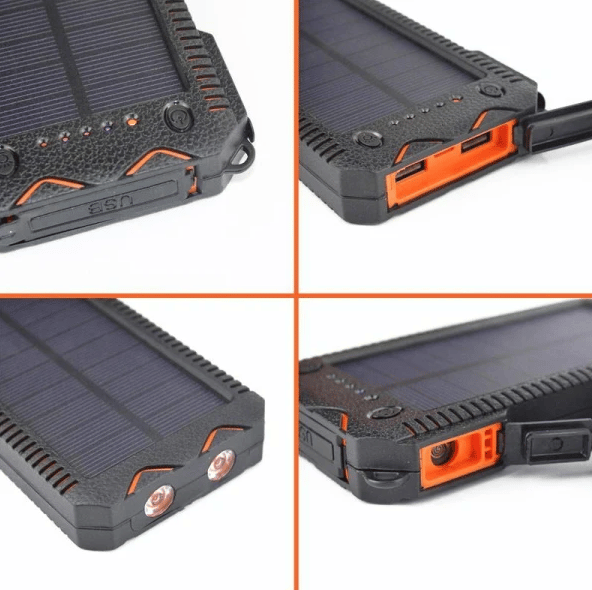 Solcelle Powerbank/Oplader - 10.000 mAh Sort