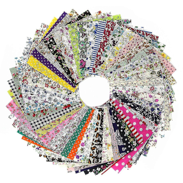 DIY Quiltlappar 60st 10cmx10cm Charm Pack Bomullstyg Patchwork Bundle Tyger Klädsömnad (haoyi)