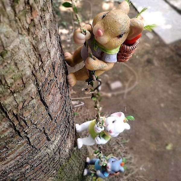 Mike Resin Klatrende Kanin Statue Med Hængende Reb Og Krog Bunny Have Skulptur Kanin Figur Hjemmeindretning Kanin Statue Indretning Til Indendørs Og Udendørs