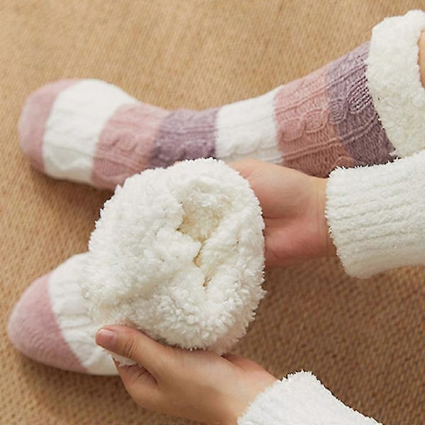Talven paksut neulotut fleecevuoratut sisäsukat naisille, lämpimät pörröiset tossusukat uudet