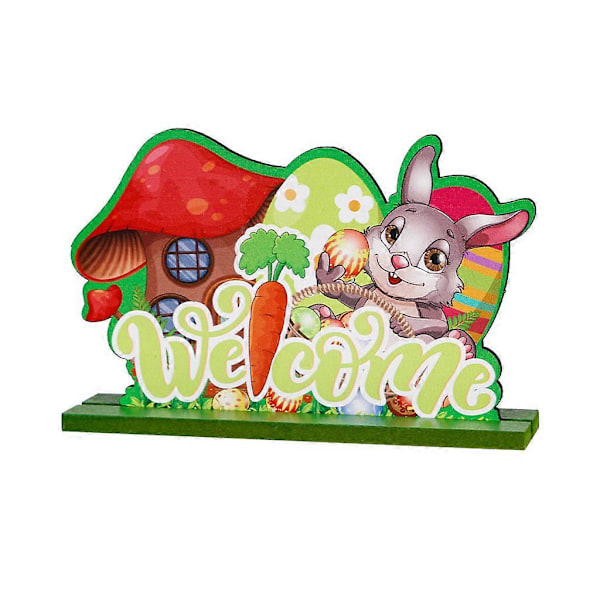 Påskhare Ägg Bokstäver Ornament Set Trä Kanin Skrivbordsdekorationer
