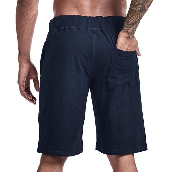 Mænd Snøre Shorts Jogging Sommer Casual Sport Fitness Joggers Korte joggingbukser Navy Blue L