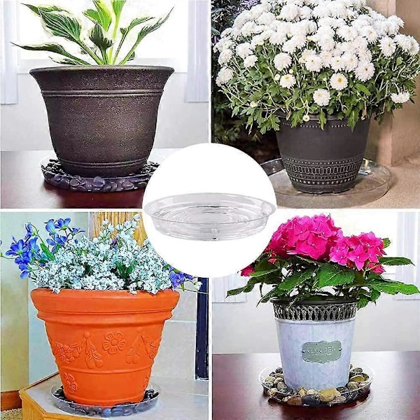 10 st Transparenta Växtfat för Krukor, Plastblomfat för Inomhus- och Utomhusväxter - 8 tum Runda Fat