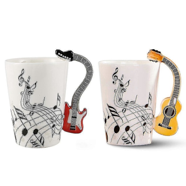 Gitarrhandtag Keramisk Mugg Free Spectrum Kaffe Mjölk Te Kopp Musikinstrument Musikstil Gitarr