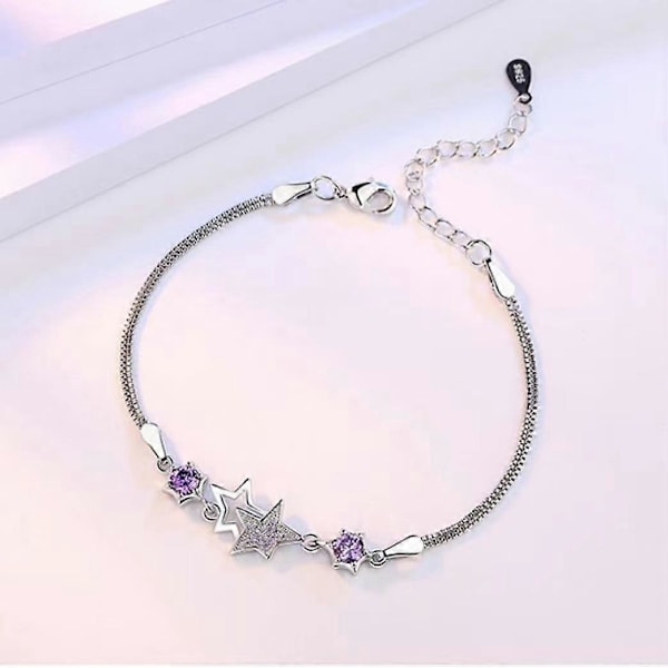 Stjerneforbundet Charm Sølv Kæde Armbånd Dame Piger Smykkegave, sæt med 2 stk
