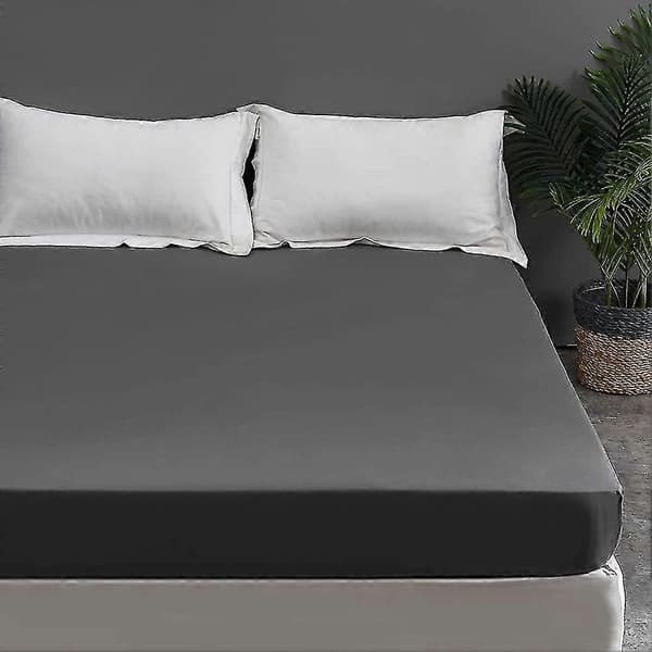 Dra-på-lakan 140x190/200cm Grå 100% Bomull 300 Tc Elastisk Kant 30cm_s