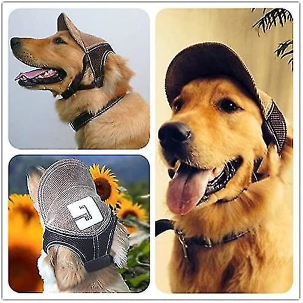 Hundehatt Hundesolhatt Hundebaseballcaps Sportlue utendørslue Solbeskyttelse Hundehatt med ørehull Justerbar pustende Brown L