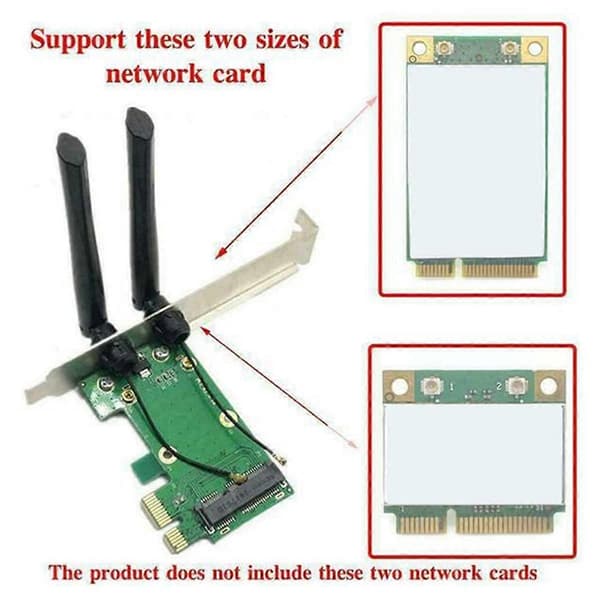 Langaton WiFi Mini PCI-E Express - PCI-E -sovitin PC:lle 2 ulkoisella antennilla