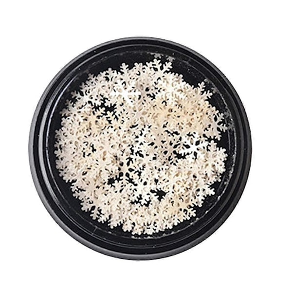 1 Burk 3D Nagelkonst Dekoration Färgglada Multiformade Glitter Paljetter Berlocker Vit