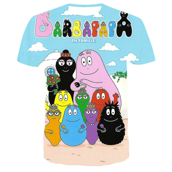 Børn sommer tegneserie Barbapapa 3d print kortærmede t-shirts Bosy piger Casual åndbare T-shirts Toppe Børn Smukt tøj 5 13-14T