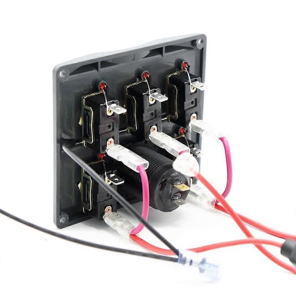 5 Knapp Vippebryterpanel for Bil Båt Yacht Caravan Lastebil Voltmeterpanel