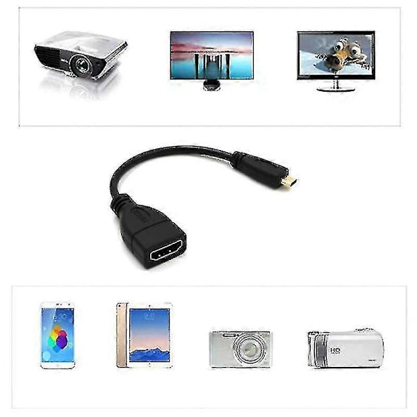 Micro HDMI - HDMI uros-naaras -sovitinkaapeli HDTV:lle, tyyppi D HDMI