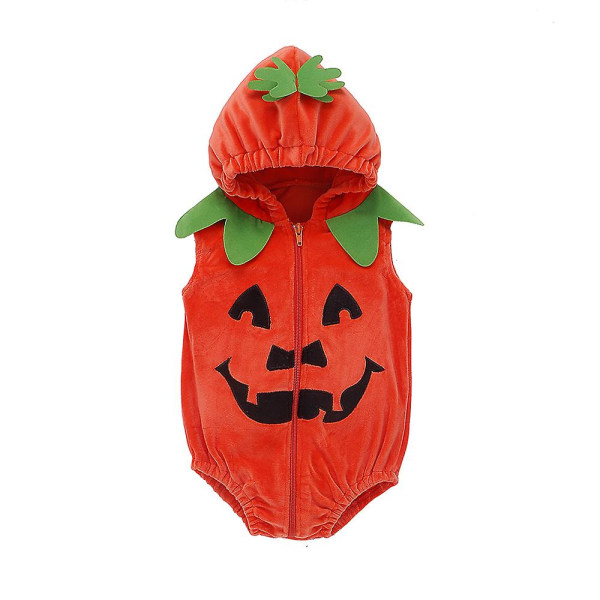 Baby Halloween Party Dräkt Pumpkin Cosplay Jumpsuit Huva Romper Presenter 6-12 Months