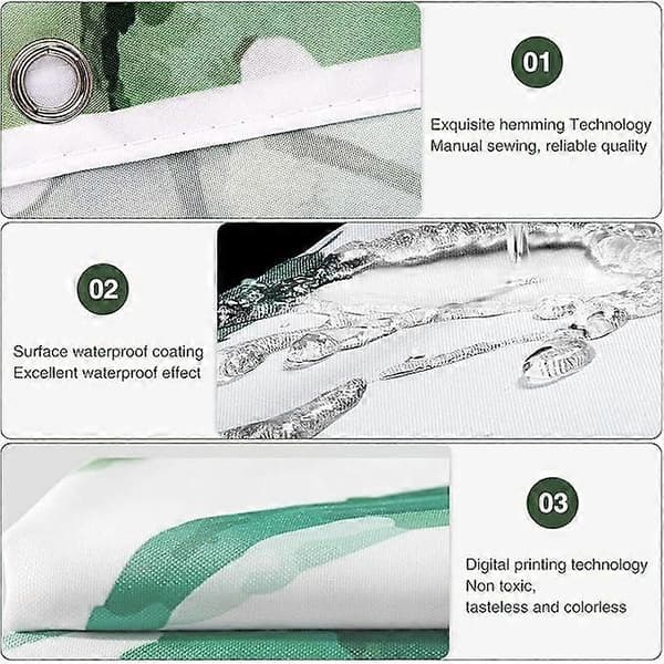 Duschdraperi, Duschdraperi med Gröna Blad, Maskintvättbara Duschdraperier i Polyester, Badrumsdraperi för Badkar eller Badrum