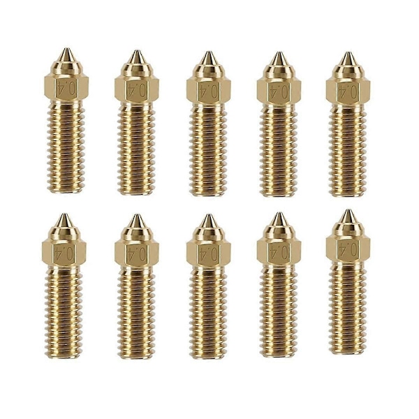 10 st K1 Mässingmunstycken Kit, 3D-skrivare 10 st Hög Hastighet 0,4 mm Munstycken Kit för K1, K1 Max