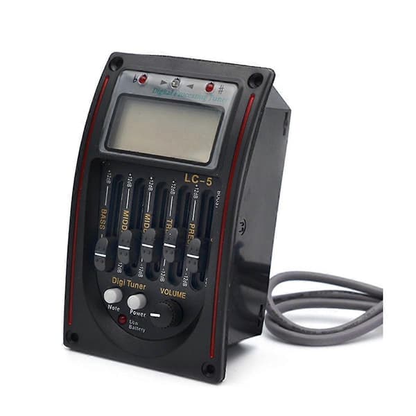 LC-5 5-bånds akustisk gitar pickup EQ forforsterker LCD tuner Piezo pickup equalizer system