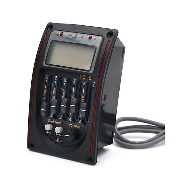 LC-5 5-bands Akustisk Gitarr Pickup EQ Förförstärkare LCD Stämapparat Piezo Pickup Equalizer System