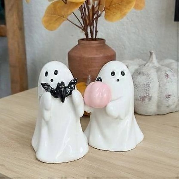 Pcmursal Spøgelsesskulptur, Hvide Spøgelsesfigurer, Halloween Uhyggelig Spøgelsespynt, Uhyggelige Halloween Spøgelsesornamenter i Resin til Køkken, Stue, Bar