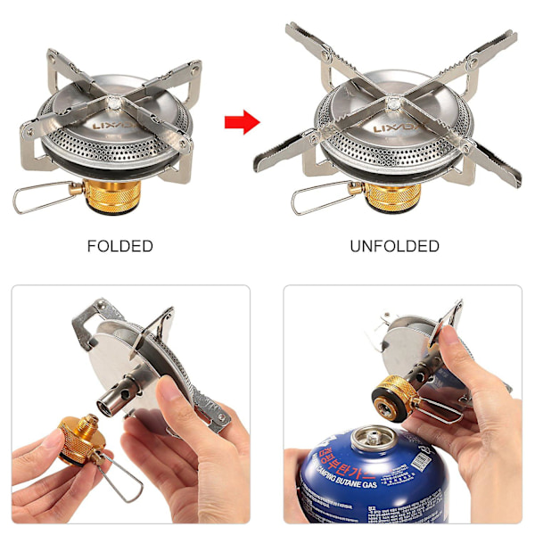 Lixada Ultralätt Portabelt Utomhus Camping Gaskök med Gastank Adapter Omvandlare Vandring Ryggsäck