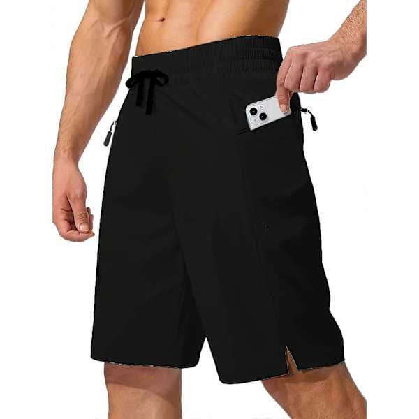 Nye modeller Herre Solid Shorts med snøre og lynlåslommer, badebukser, hurtigtørrende strandshorts, velegnet til sommeraktiviteter