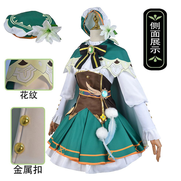 Peli Genshin Impact Venti Cosplay Puku Asu Anime Cosplay Halloween Puvut Naisten Venti Puku Täysi set univormu XXXL