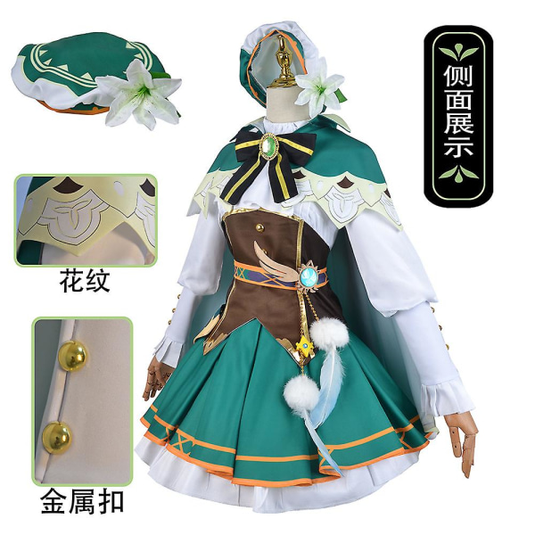 Spill Genshin Impact Venti Cosplay kostyme antrekk Anime Cosplay Halloween kostymer Dame Venti Costume Full Sett Uniform M