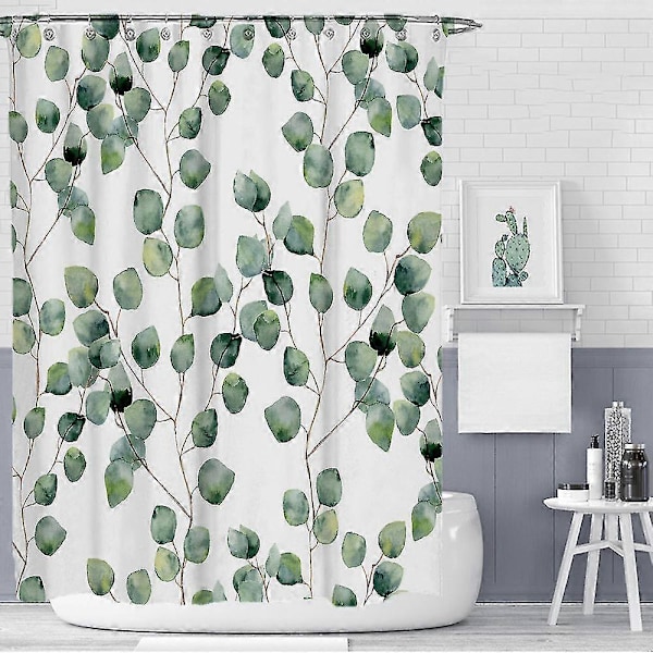 Blomsterplante Bruseforhæng Bruseforhæng Forhæng Badeværelsesforhæng Polyester Vandtæt Bruseforhængssæt Med Krog 180*180cm