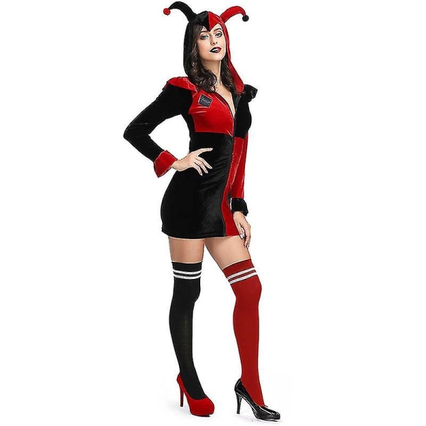 Halloween Circus Clown Character Costume Voksen Movie Hero Villain Character Harley Quinn Nederdel 165cm