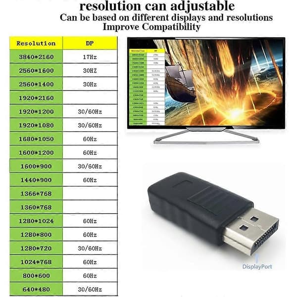 1 st 4K Displayport Dummy Plug DP Virtuell Skärmadapter Grafikkort Cheater EDID Headless Ghost Emulator Black