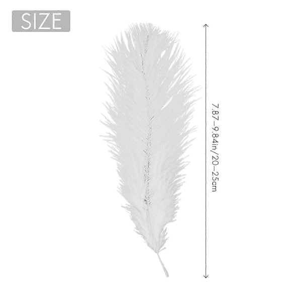 10 Stykker Hvide Naturlige Strudsefjer 20-25cm Bryllup DIY