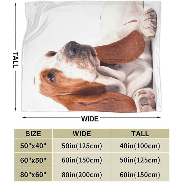 Basset Hound Hund Superblødt Varmt Fleece Tæppe, Komfortabelt Flannel Tæppe, Fire Sæsoners Tæppe Egnet til Soveværelse Seng og Sofa