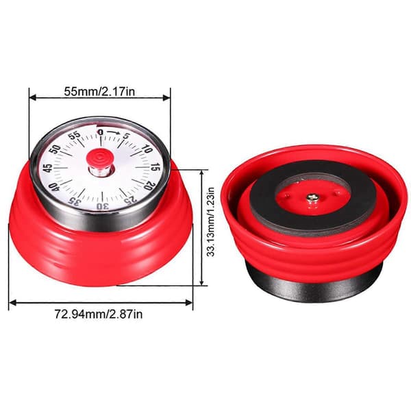 60 Minutter Mekanisk Timer - Magnetisk Nedtellingstimer med Alarm (Rød)