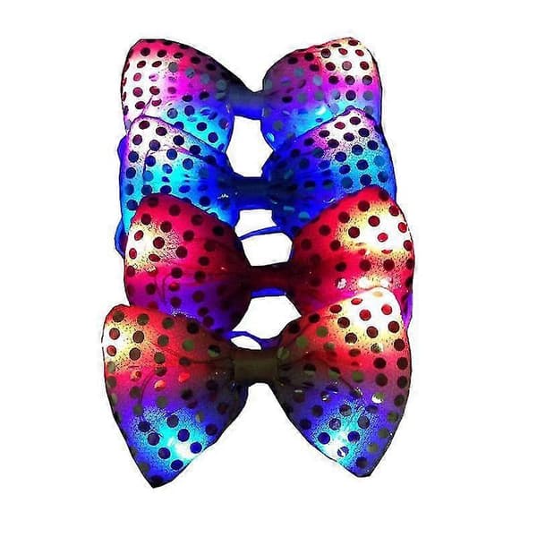 Blinkande Lysande Fluga Slips LED Herrfest Ljus Paljetter Fluga Bröllop, 4-pack