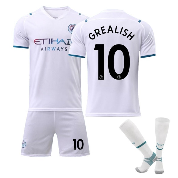 21-22 Manchester City valkoinen vierasjalkapallopaita nro 17 De Bruyne jersey lasten aikuisten puku harjoituspuku NO.10 GREALISH 24