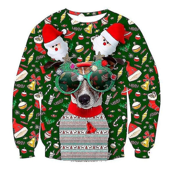 Unisex juletrøje 3d trykt sjov sweater sweater Size B XXXL
