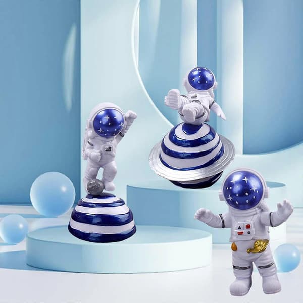3 st PVC Astronaut Staty Rymdman Figurin Actionfigur för Hylla Sovrum Barn Present