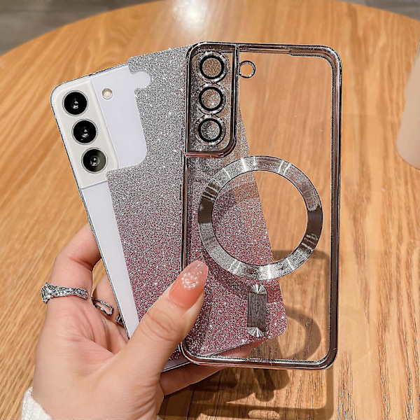 för Samsung Galaxy S24 Plus Skal Magnetiskt, för Kvinnor Flicka Mjuk Lyx Plätering Bling Gradient Glitter Sött Kompatibelt med MagSafe Skal