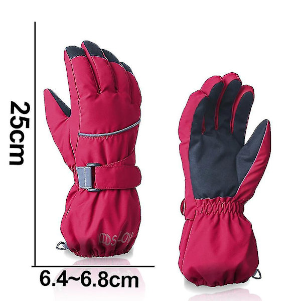 Vanntette ungdomsbarns fem-finger skihansker Barnas varme hansker Red