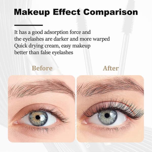 4D Lang Mascara, Vippemascara Flydende Vippeforlængelser Mascara Sort, 4D Volumen Krøllende Vippemascara Makeup, Ingen Klumper 8ml 2pcs black