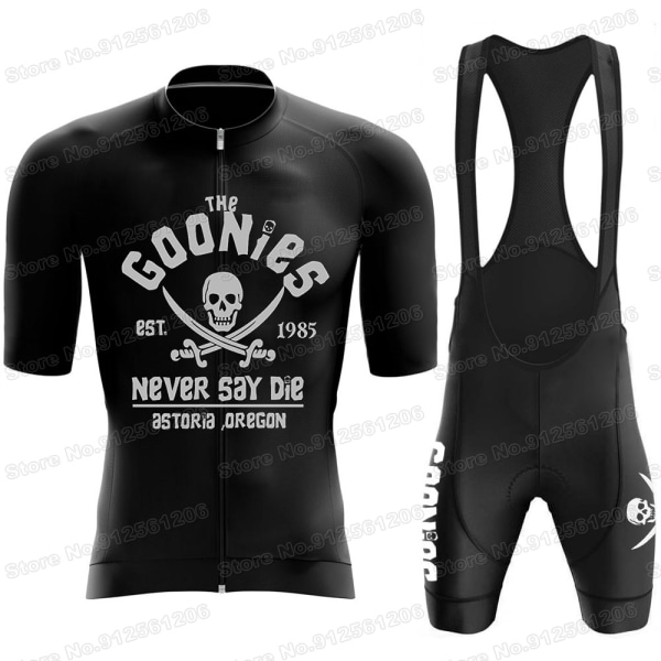 Set Never Say Die Vaatteet Miesten Maantiepyöräpaita Puku Polkupyörän ruokalappu shortsit Astoria Oregon Pirate Flag Maillot Ropa 2 3XL