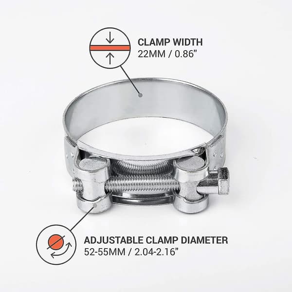 2-pack förstärkta klämmor för 52-55 mm galvaniserat stålrör