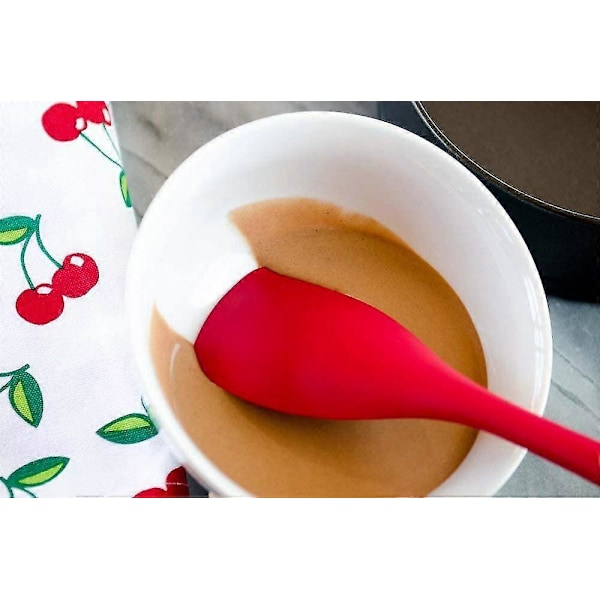 Silikone Spoonula/spatel Ske, Høj Varmebestandighed Op Til 249°C, Hygiejnisk Design i Ét Stykke, Non-Stick Gummi Køkkenredskab (Kirsebærrød) (ShiKai)