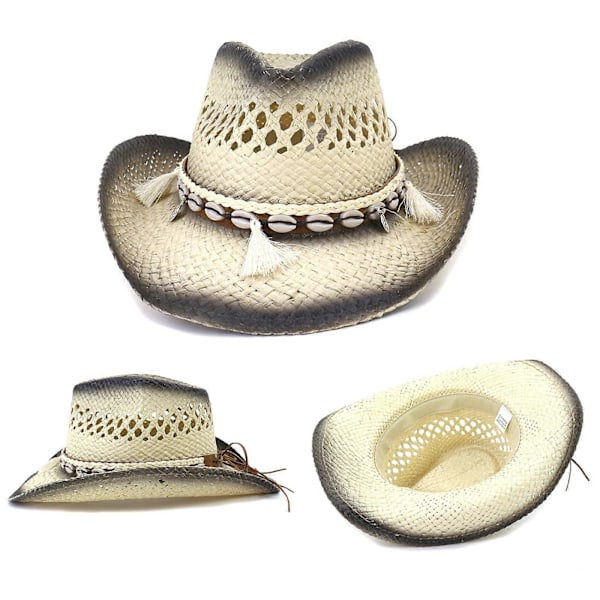 Håndlavet Stråhat Sommer Håndvævet Cowboyhat Åndbar Solhat til Dreng Pige