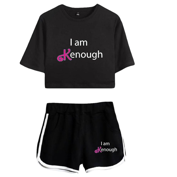 I Am Kenough Merch 2023 Ny film Todelt sæt Kortærmet Cropped Top Navel Tee+shorts Sjove damesæt Fødselsdagsgave style 3 S